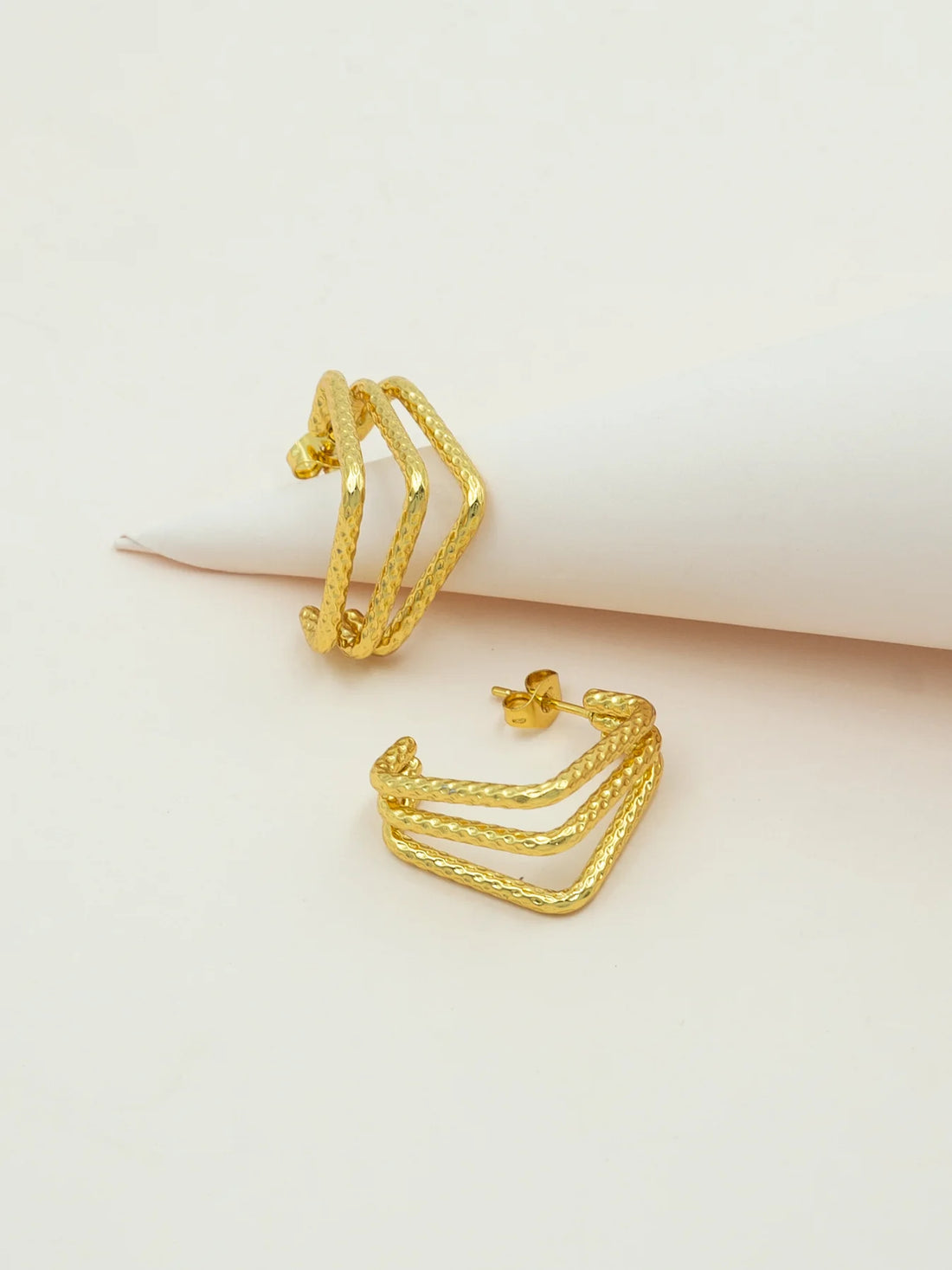 Zivnaaz Three Gold Bar Earrings