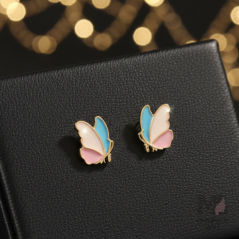 Butterfly Stud Earrings in Shining Pastel Colours