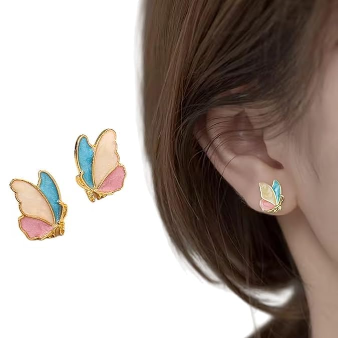 Butterfly Stud Earrings in Shining Pastel Colours