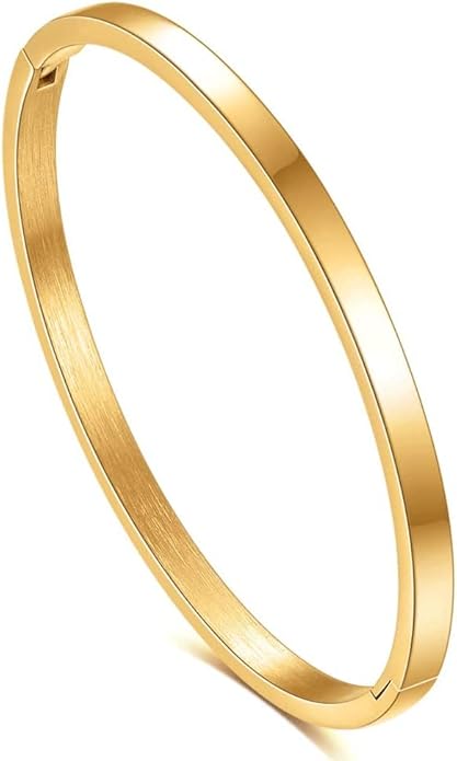 Zivnaaz Plain Gold Bangle Bracelet