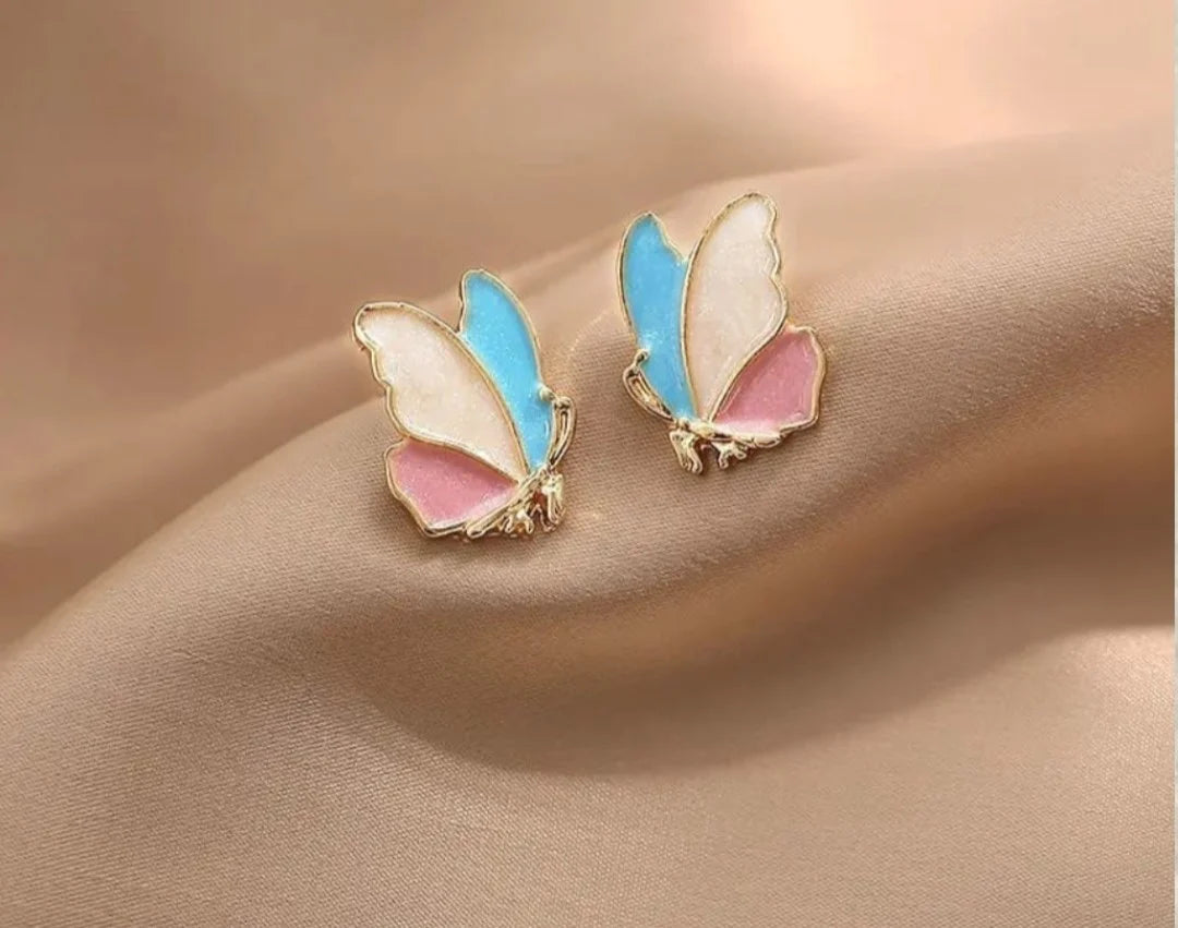 Butterfly Stud Earrings in Shining Pastel Colours