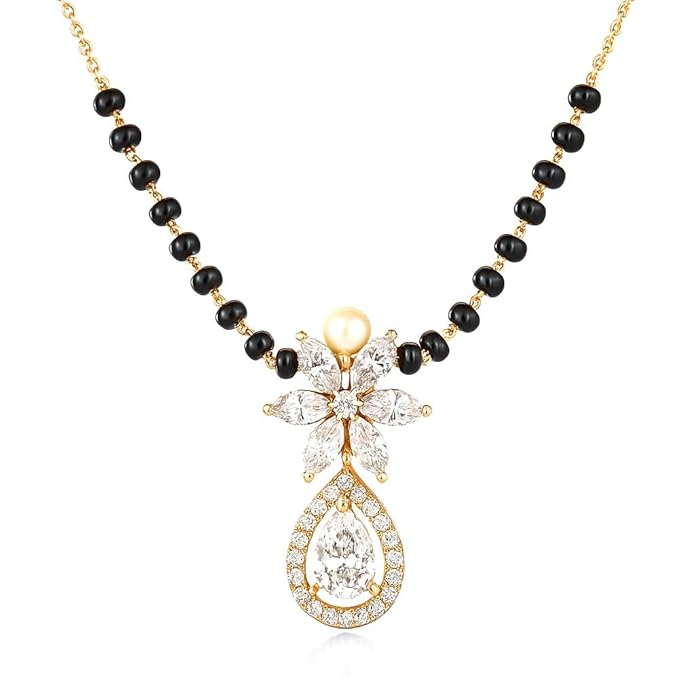 Zivnaaz Mangalsutra with Zircon Flower Drop Pendant