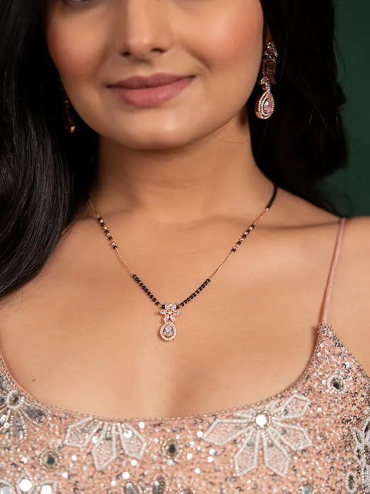 Zivnaaz Mangalsutra with Zircon Flower Drop Pendant