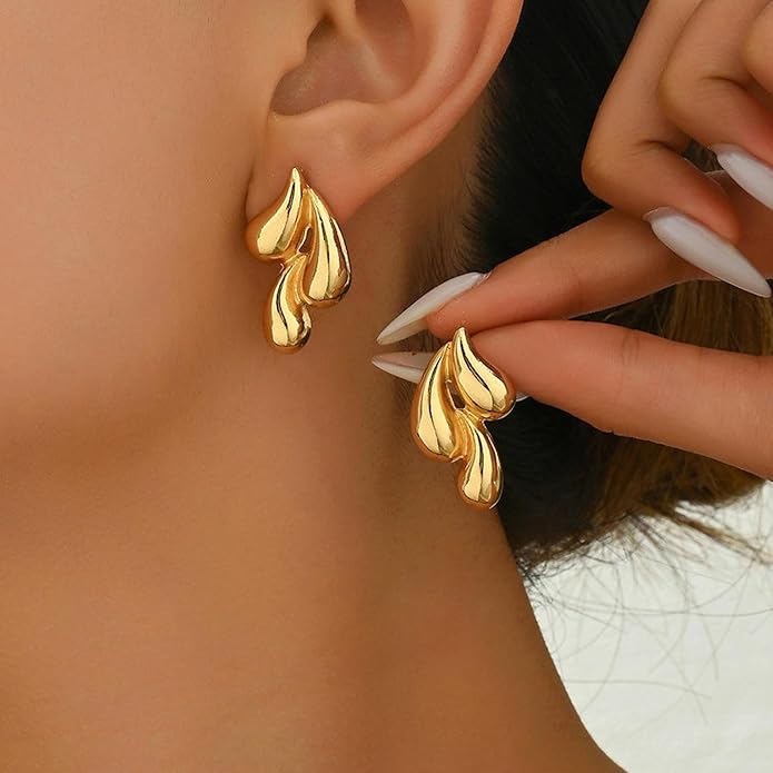 Gold Water Drop Earrings by Zivnaaz