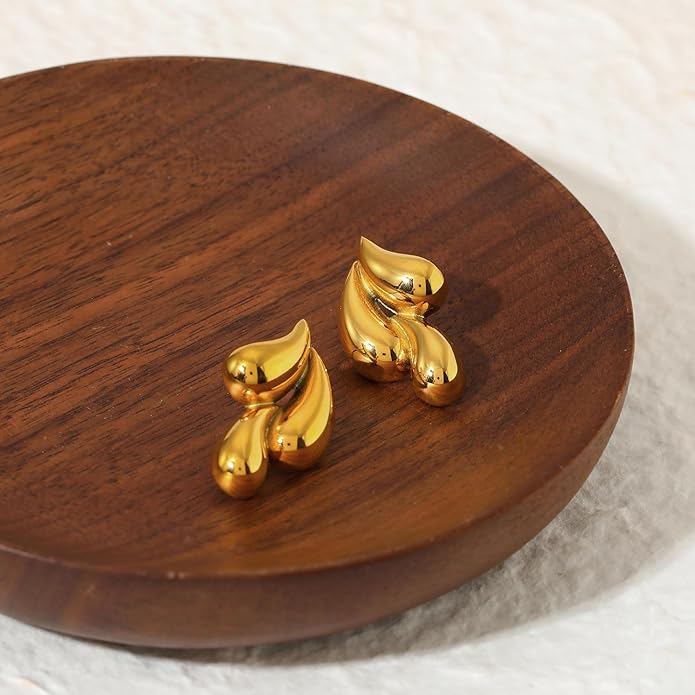 Gold Water Drop Earrings by Zivnaaz