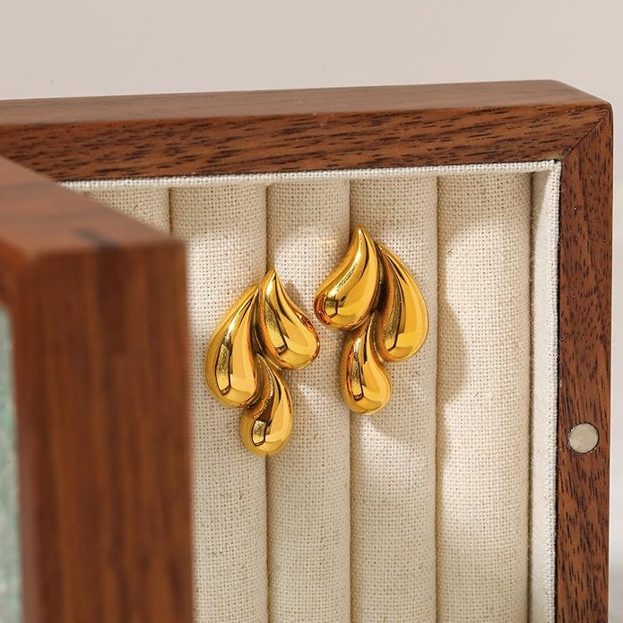 Gold Water Drop Earrings by Zivnaaz