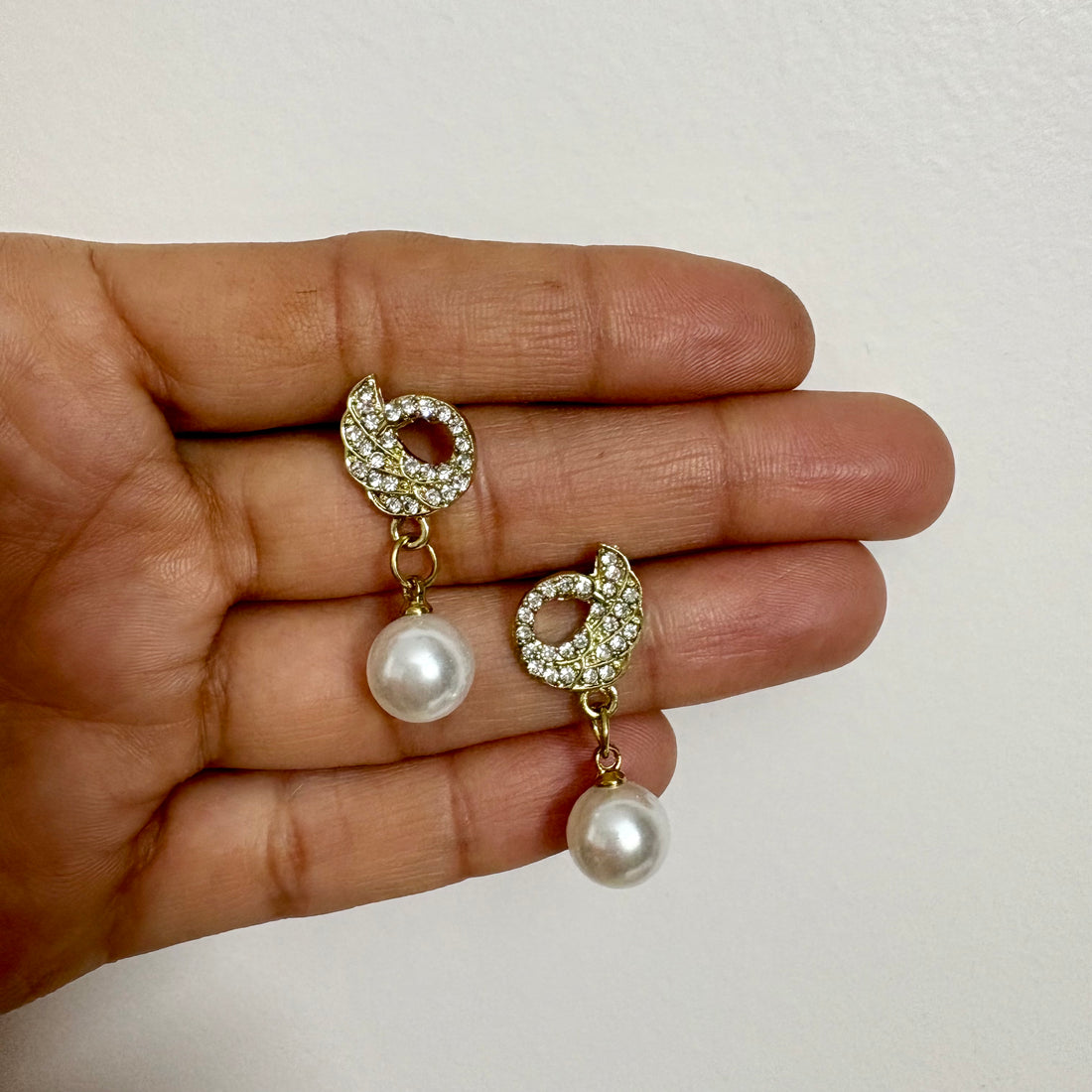 Zivnaaz Crystal Swan Pearl Drop Earrings