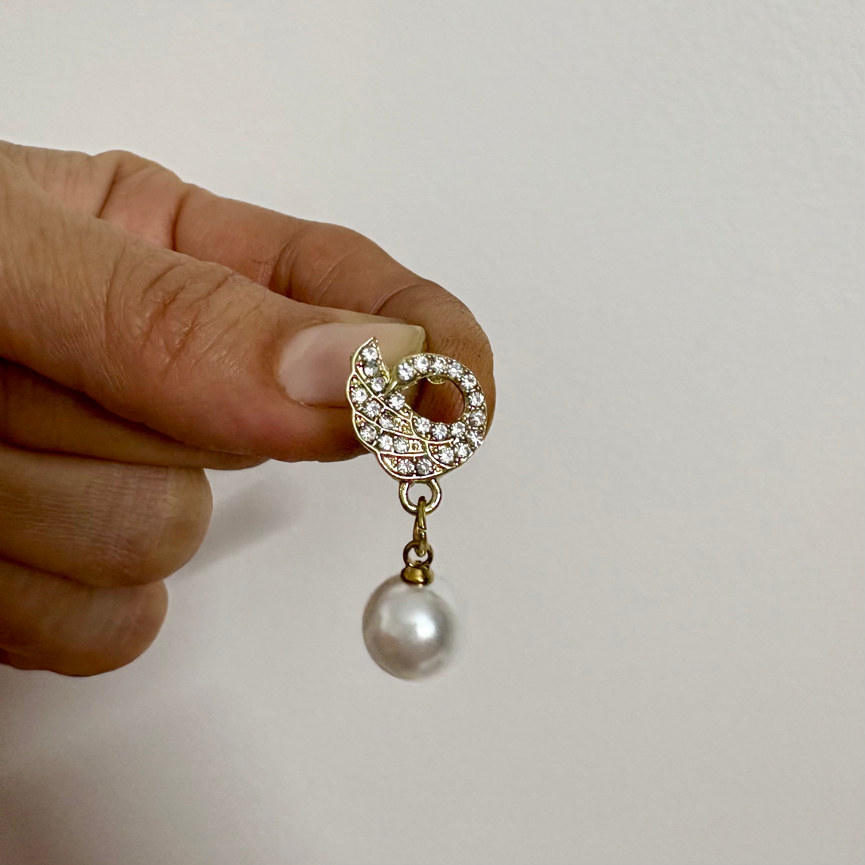 Zivnaaz Crystal Swan Pearl Drop Earrings