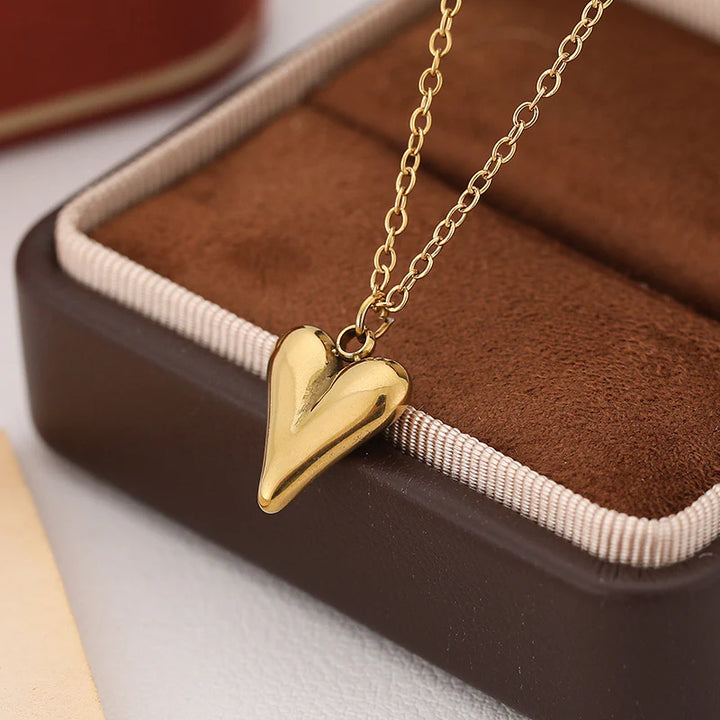 Gold Heart Pendant with Chain