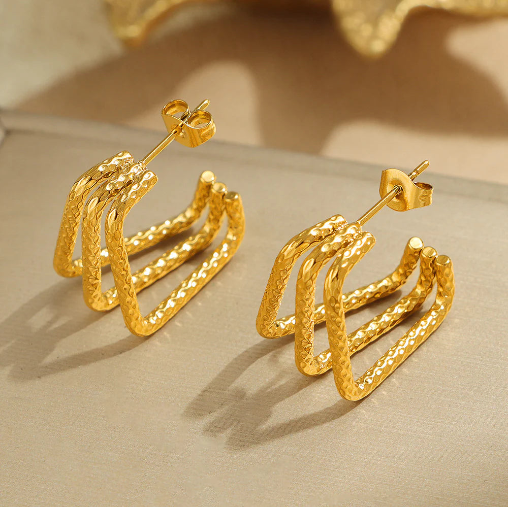 Zivnaaz Three Gold Bar Earrings