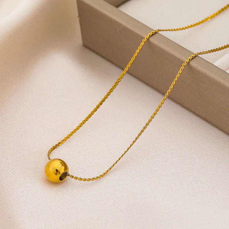 Gold Ball Pendant with Chain