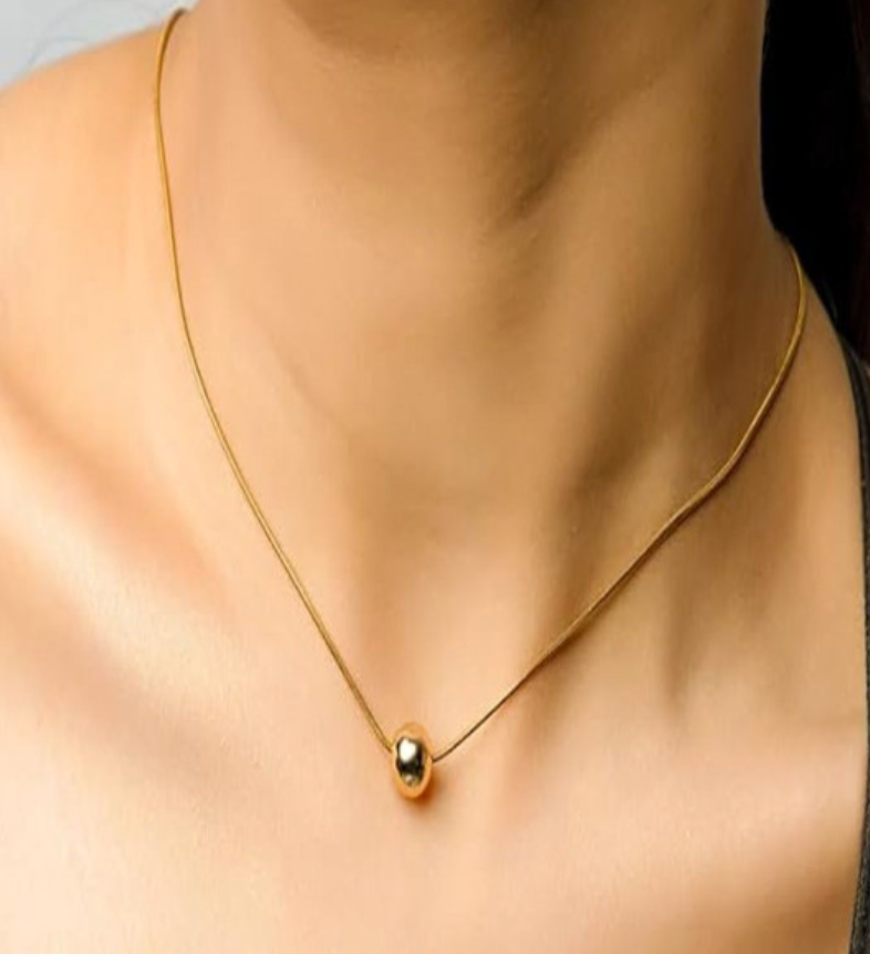 Gold Ball Pendant with Chain