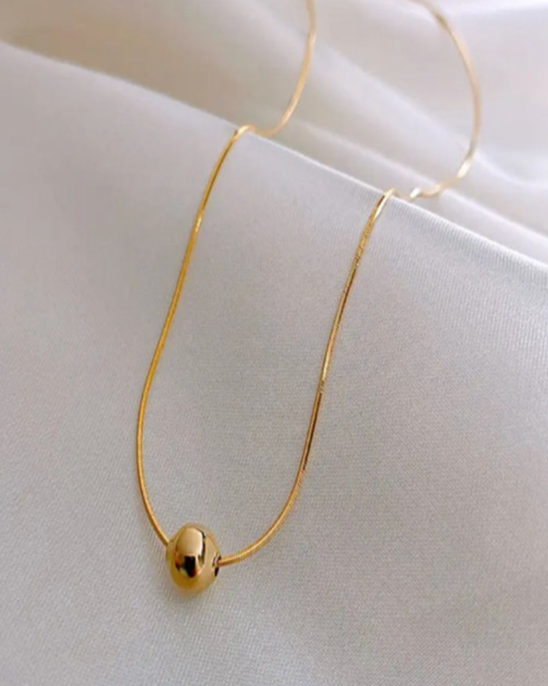 Gold Ball Pendant with Chain