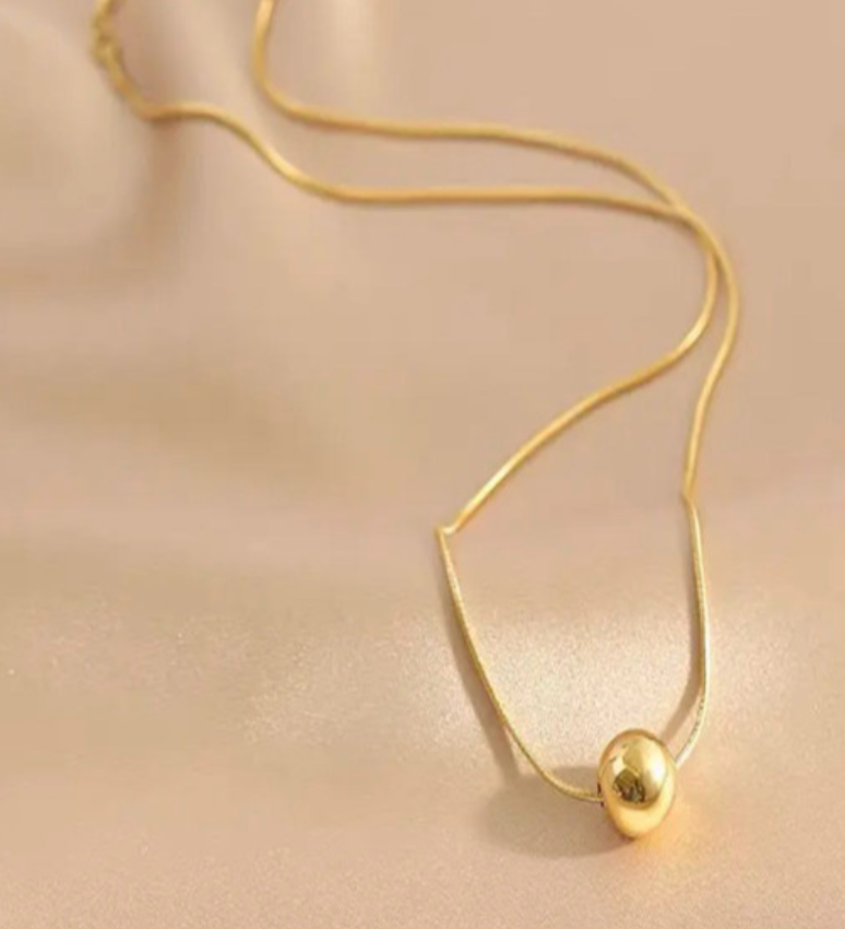 Gold Ball Pendant with Chain