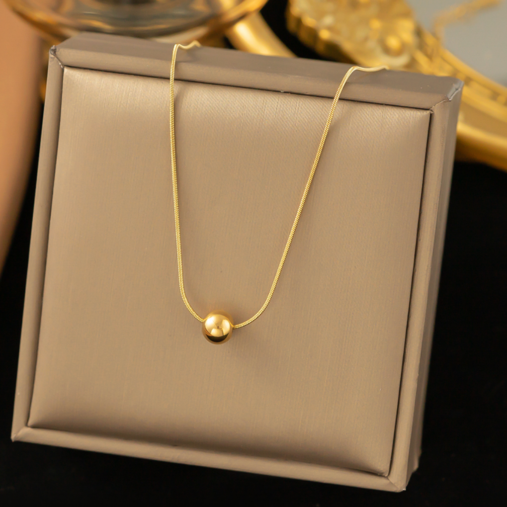 Gold Ball Pendant with Chain