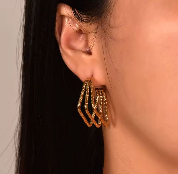 Zivnaaz Three Gold Bar Earrings