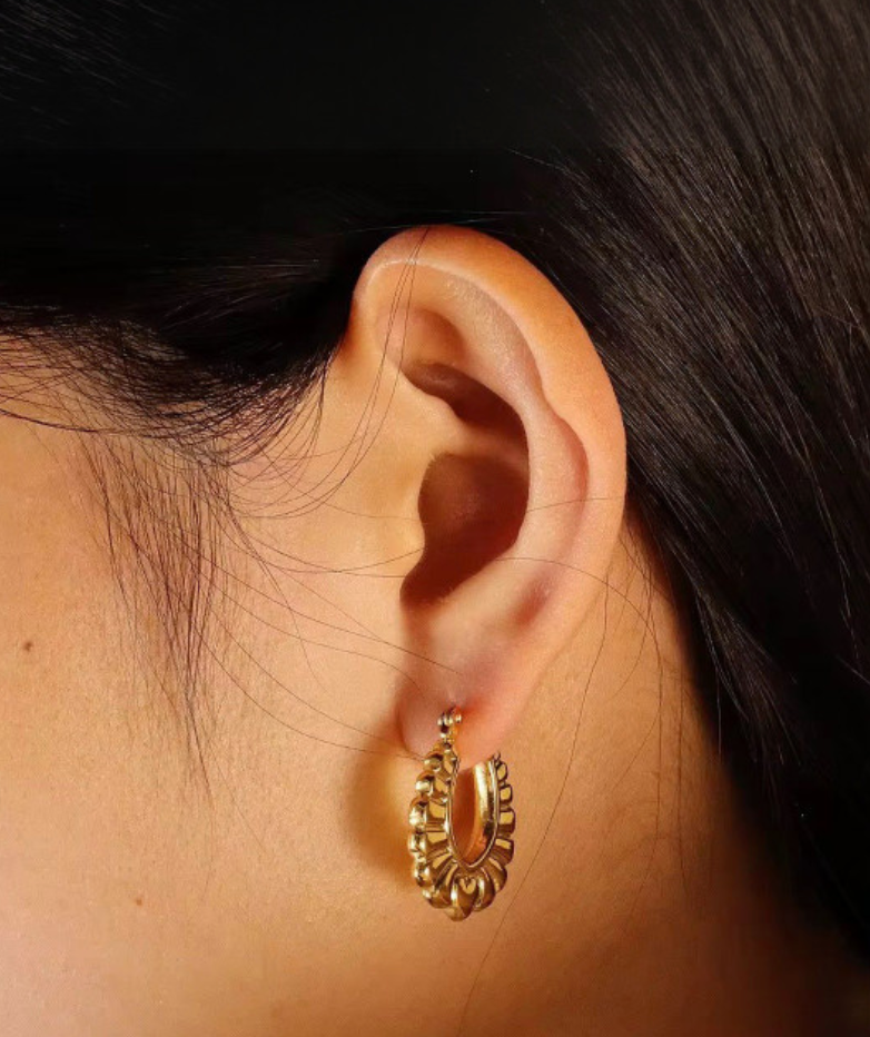 Gold Traditional Oval Small Hoop Earrings by Zivnaaz