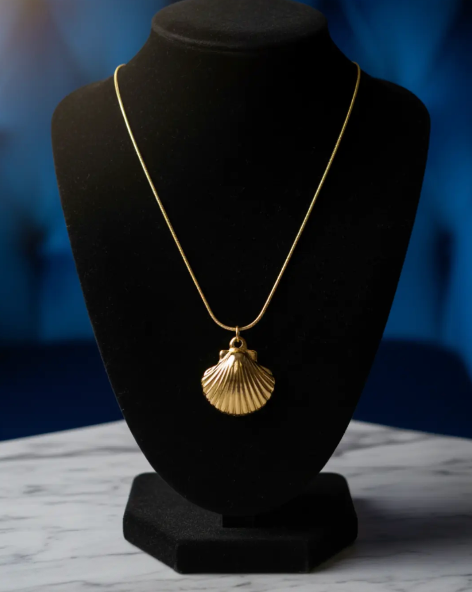 Gold Shell Pendant with Chain