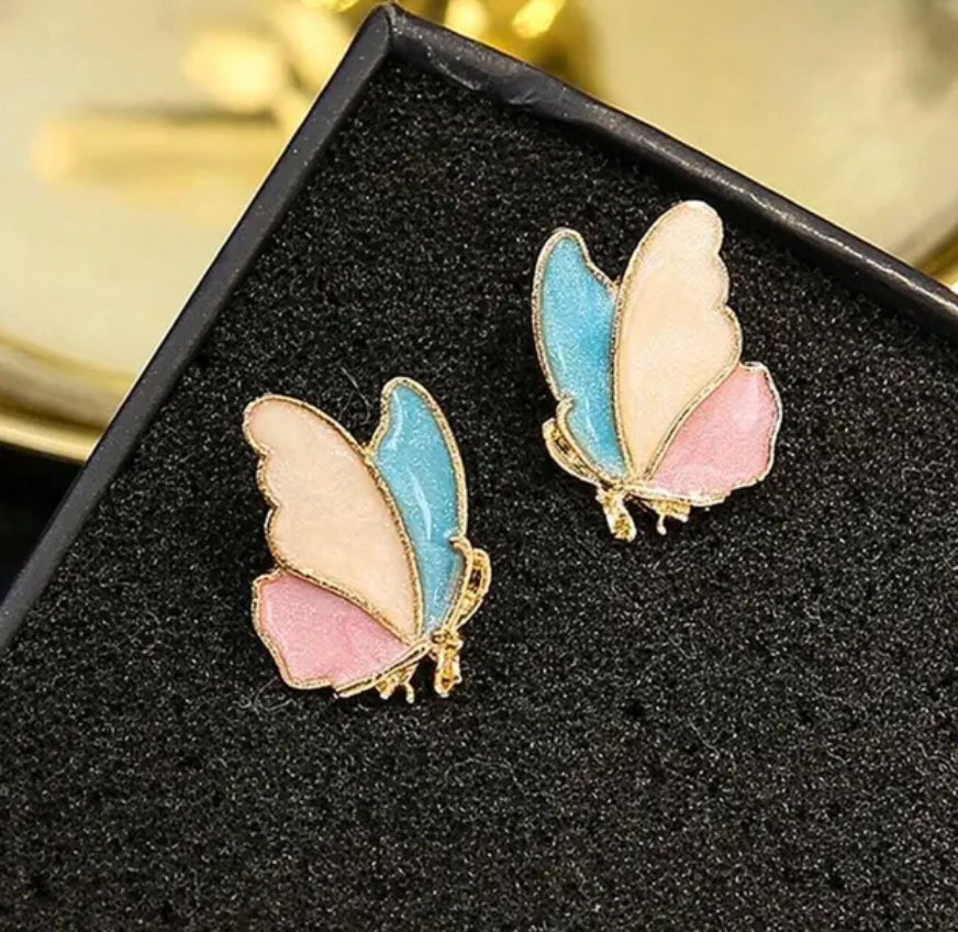 Butterfly Stud Earrings in Shining Pastel Colours