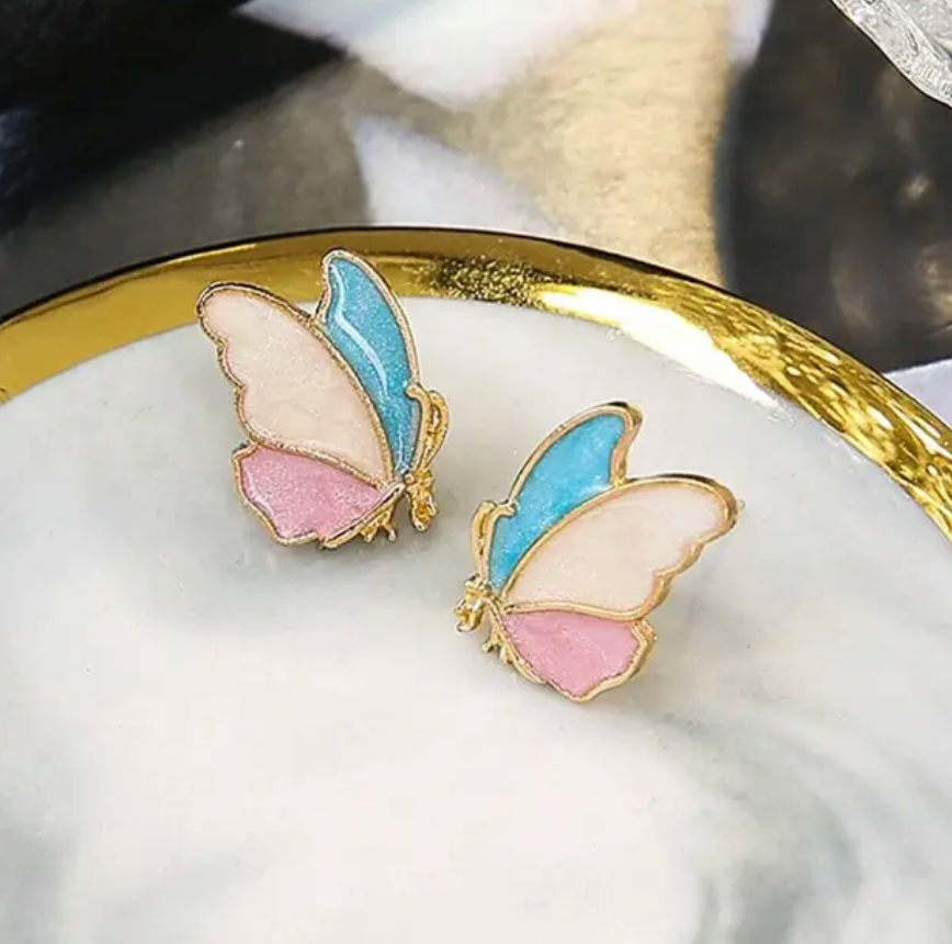 Butterfly Stud Earrings in Shining Pastel Colours