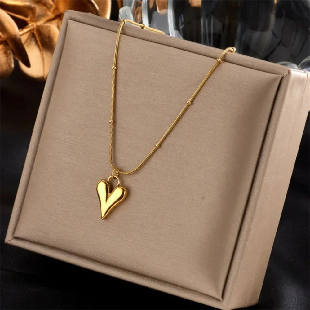 Gold Heart Pendant with Chain