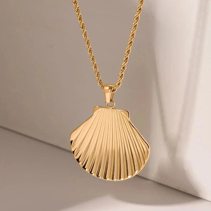Gold Shell Pendant with Chain