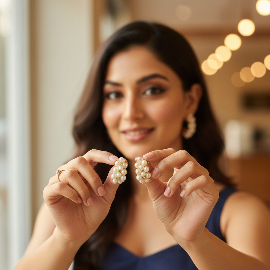 Pearl Cluster Studs by Zivnaaz