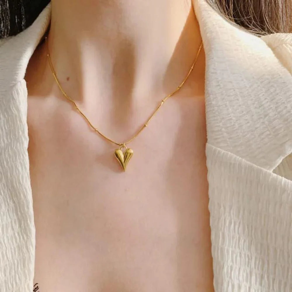 Gold Heart Pendant with Chain