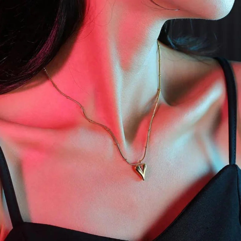 Gold Heart Pendant with Chain