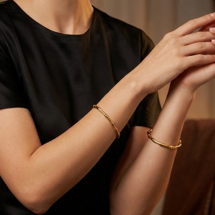 Zivnaaz Gold Bamboo Bracelet